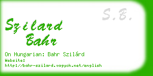 szilard bahr business card